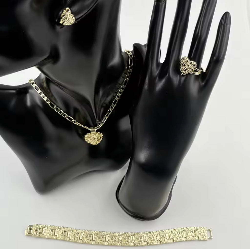 NUGGET HEART NECKLACE SET